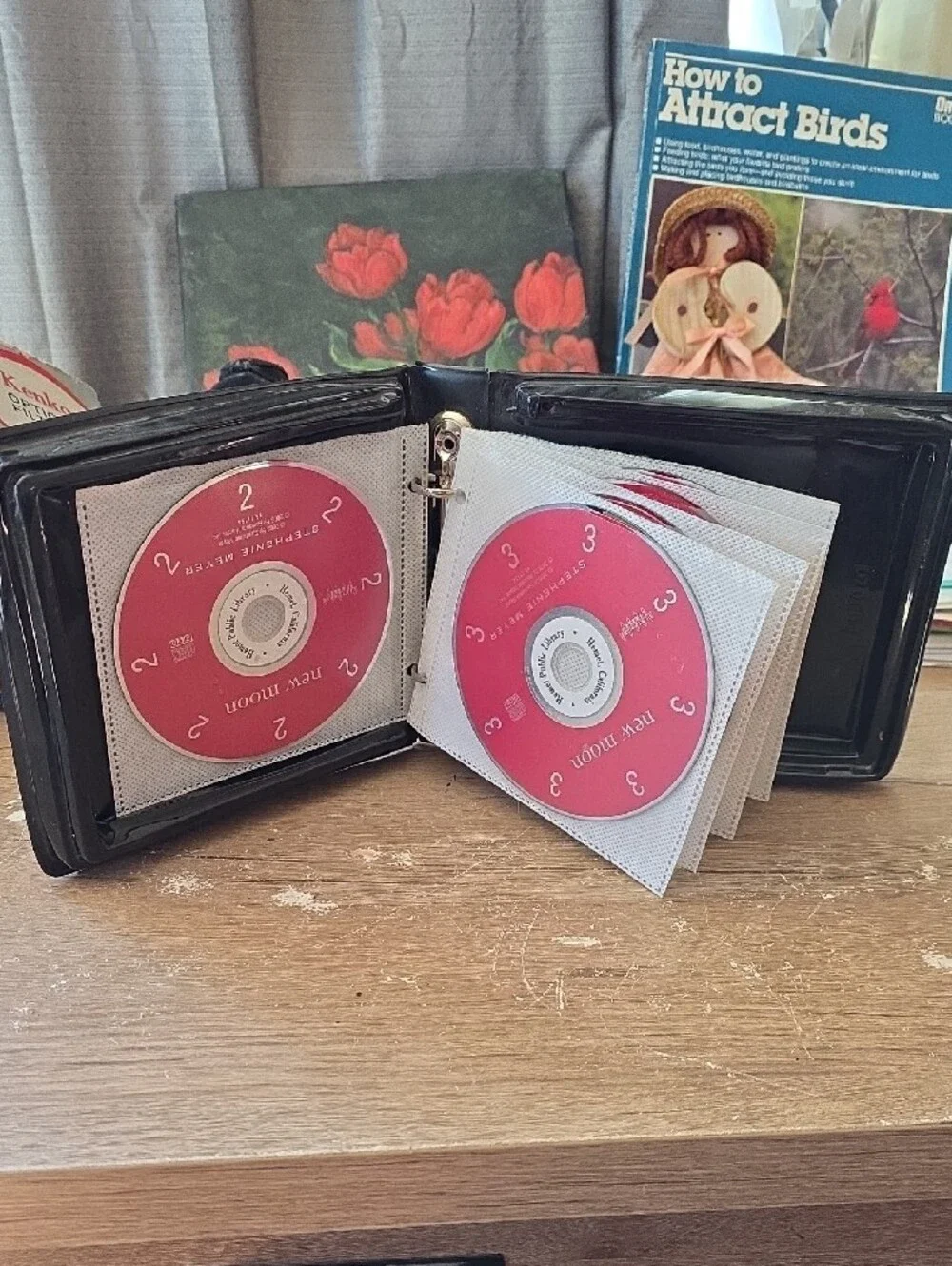 New Moon Audio Book Decorative Book - Red and White Floral Cover